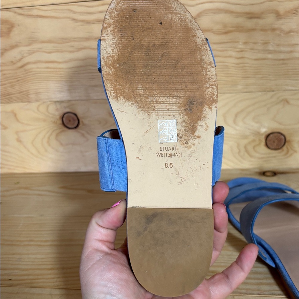 Stuart Weitzman Santorini blue slip on sandals‎ size 8.5 - Picture 9 of 9